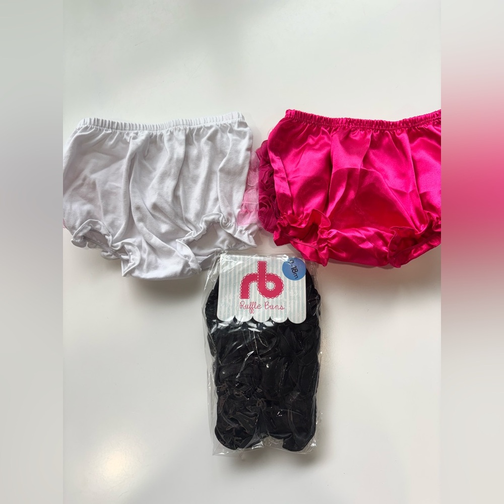 Ruffle Butts Pink, White, and Black Bloomers Sets